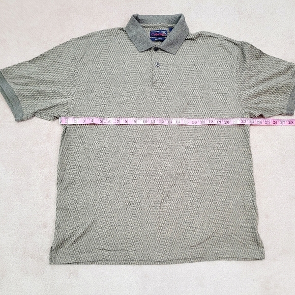 Mens Roundtree And Yorke 100% Cotton Polo Size Large Brown Diamond Pattern - Picture 7 of 8